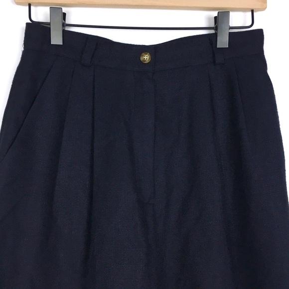 VINTAGE Mom Shorts Ultra High Waist Woven Navy Blue 80s 90s Retro Golf Size 8 - Picture 3 of 11